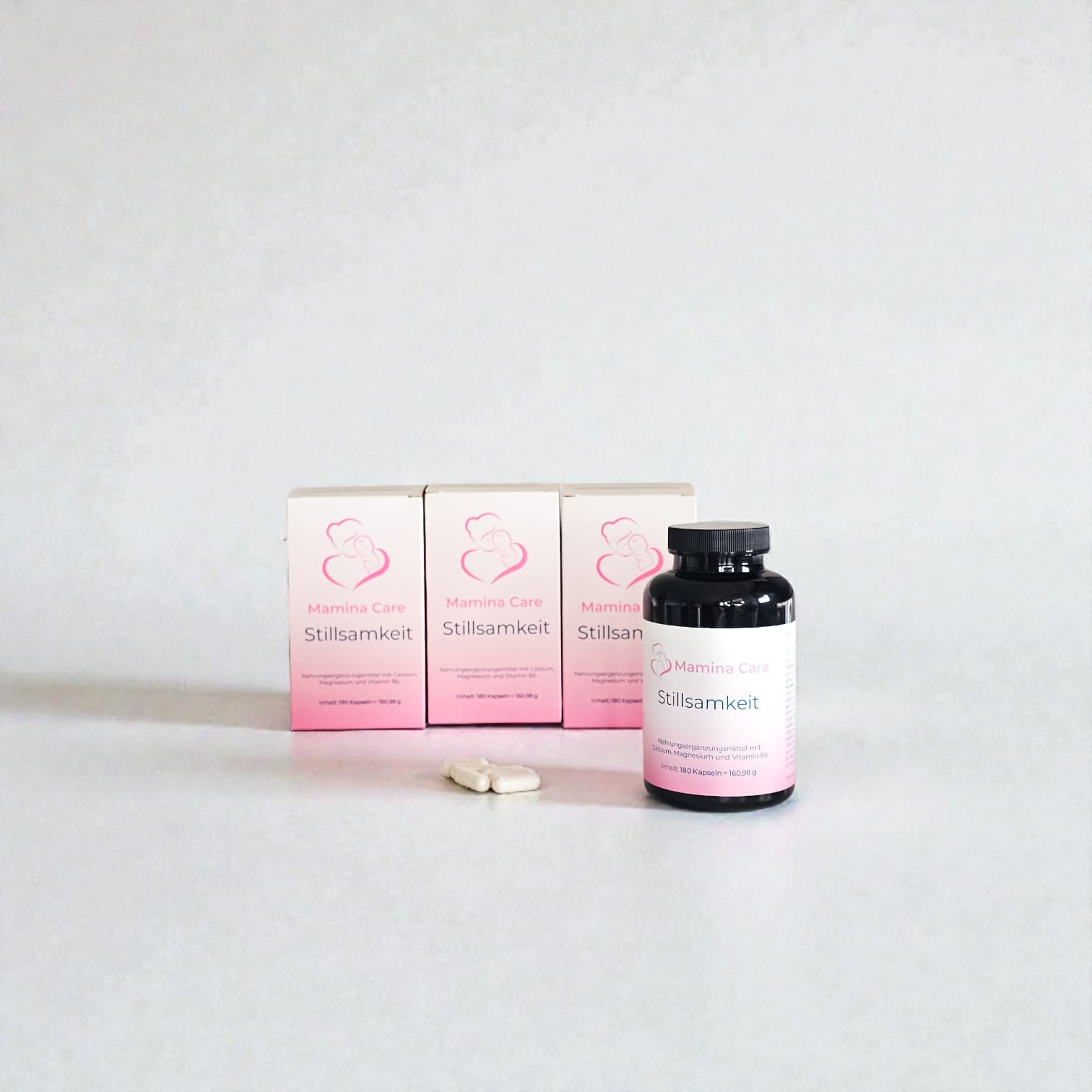 drei packungen stillsamkeit mit dose